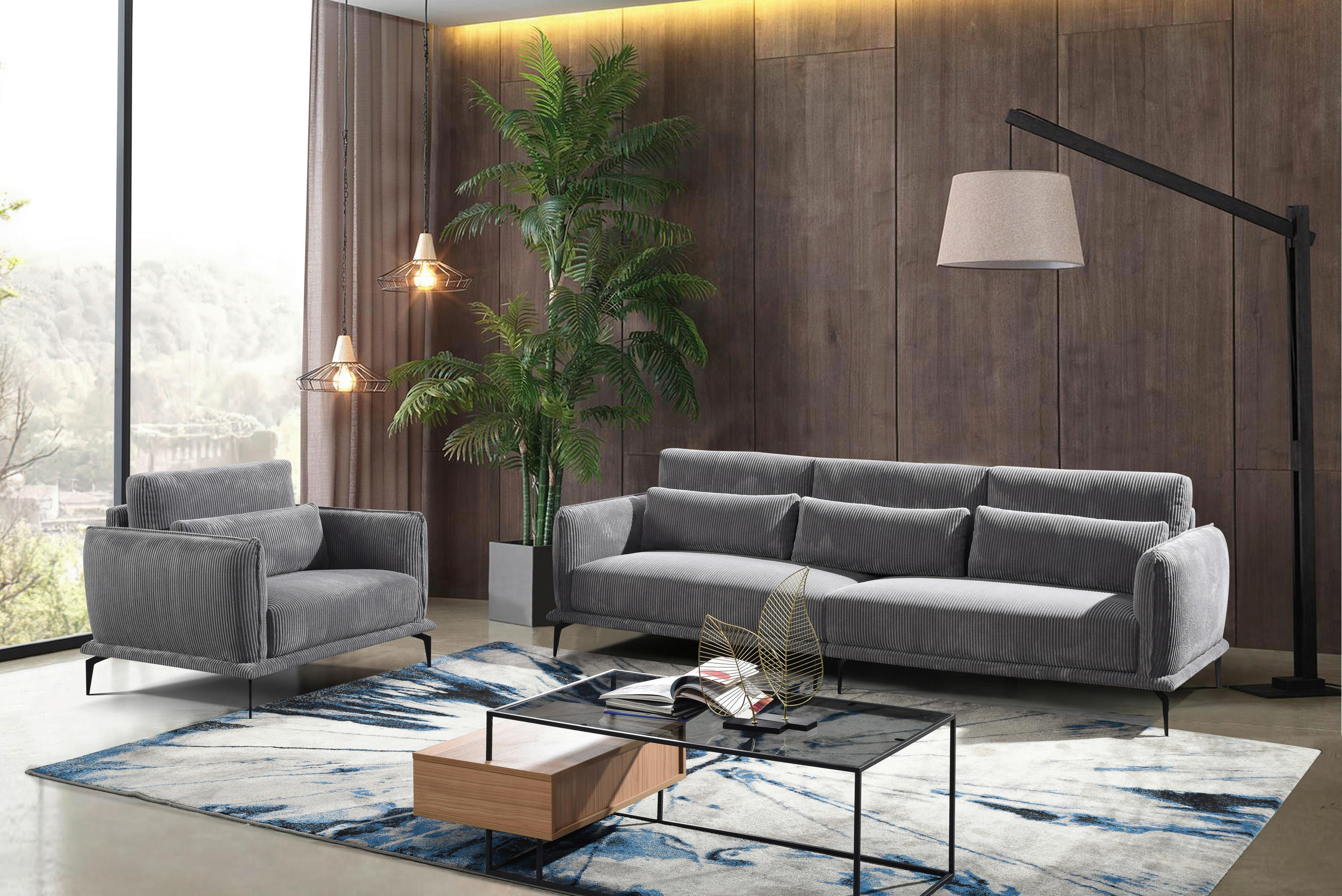 FOTELJA tekstil siva - siva/crna, Design, tekstil/metal (105/81/89cm) - Livetastic