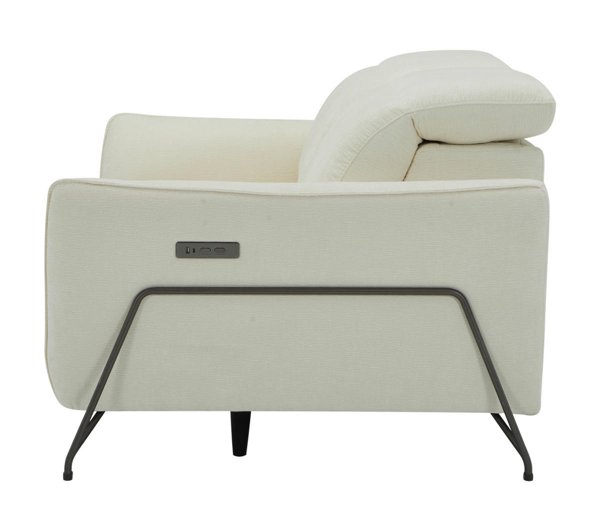 2-SITZER-SOFA in Flachgewebe Creme  - Creme/Schwarz, Lifestyle, Textil/Metall (164/83/107/111cm) - Livetastic