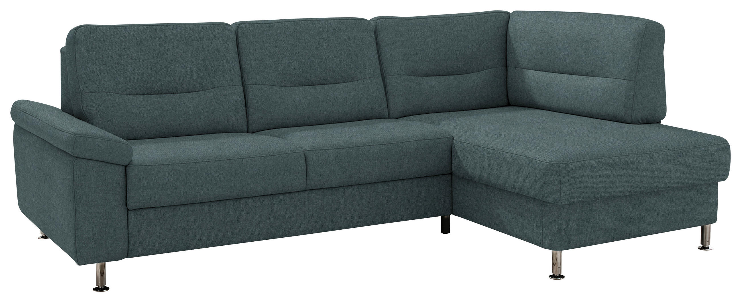 ECKSOFA Flachgewebe Dunkelgrau  - Dunkelgrau/Alufarben, Konventionell, Textil/Metall (244/160cm) - Beldomo Comfort