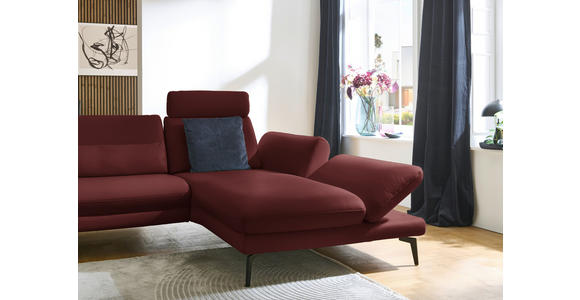 ECKSOFA in Echtleder Brombeere 308/195 cm - Brombeere/Schwarz, Design, Leder/Metall (308/195cm) - Dieter Knoll