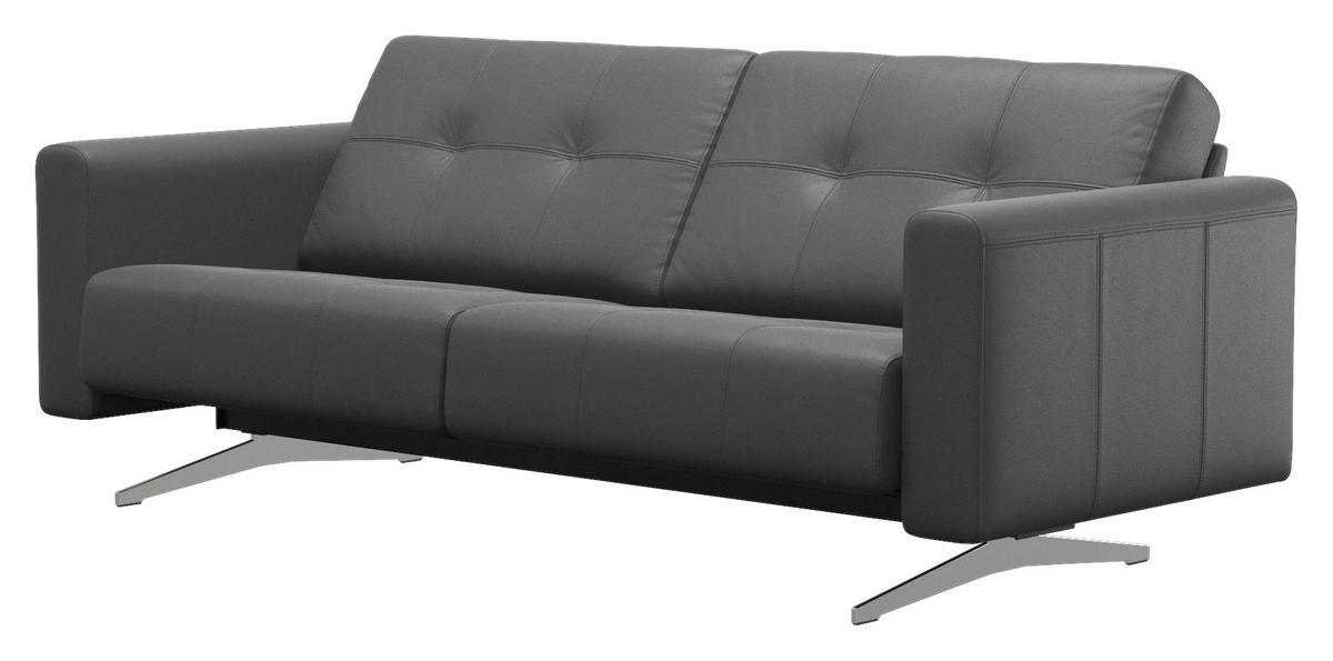 2,5-SITZER Dunkelgrau Echtleder  - Chromfarben/Dunkelgrau, KONVENTIONELL, Leder/Metall (215/78/93cm) - Stressless