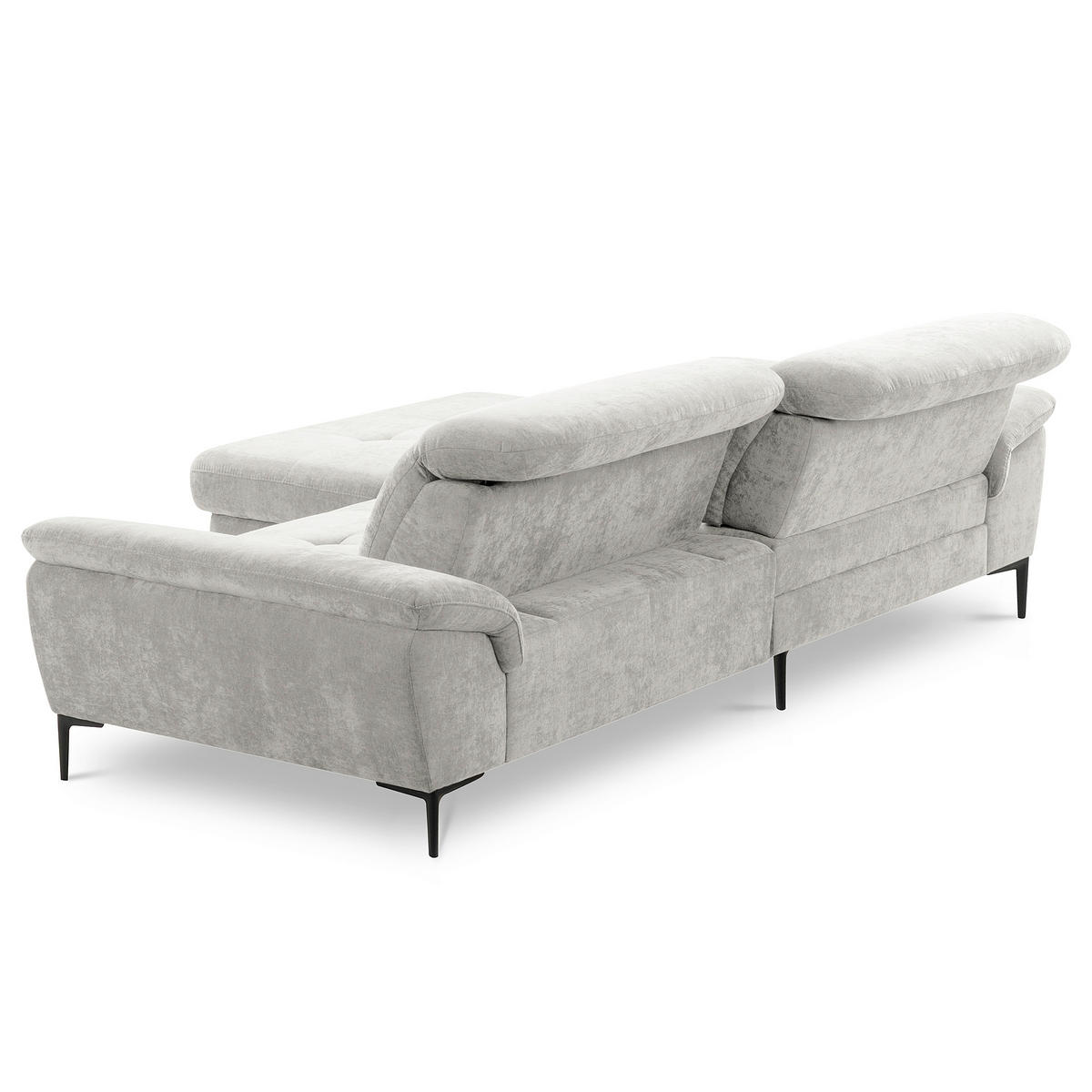 ECKSOFA PRADO Grau Webstoff Bettkasten, Kopfteilverstellung, Sitztiefenverstellung  - Schwarz/Grau, Design, Textil/Metall (195/268cm) - Livetastic