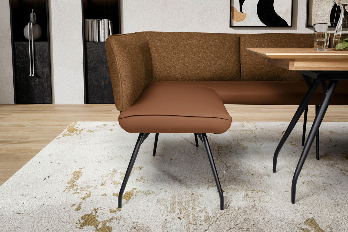 ECKBANK 225/165 cm  in Rostfarben  - Rostfarben/Schwarz, Design, Textil/Metall (225/165cm) - Moderano