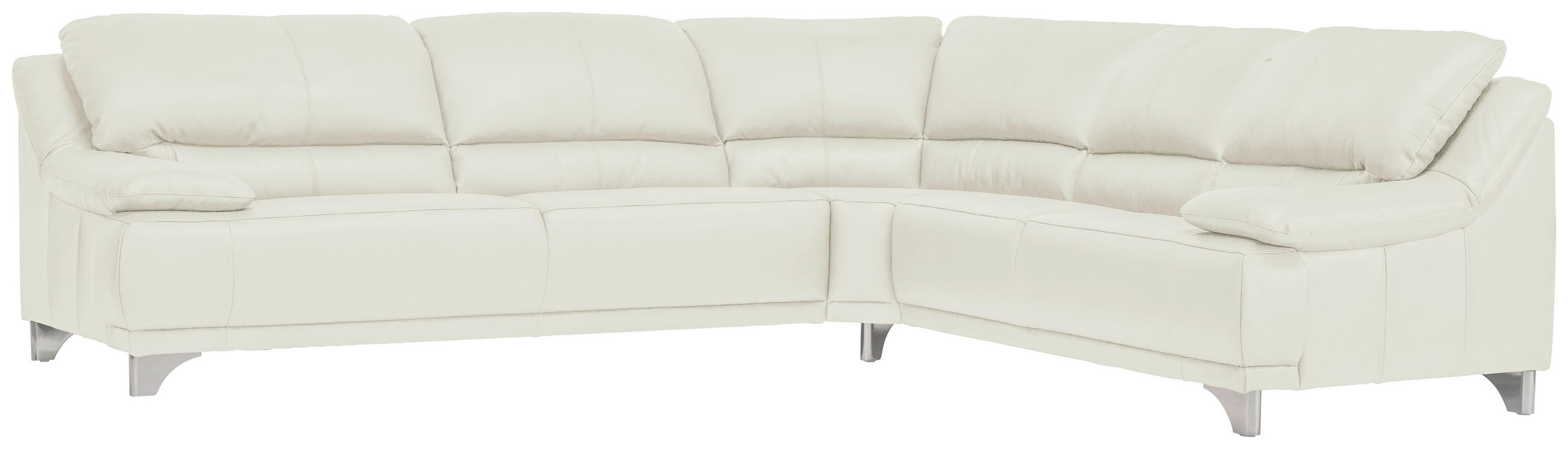 ROHOVÁ SEDACIA SÚPRAVA, koža, biela - biela, Design, kov/koža (290/253cm) - Xora