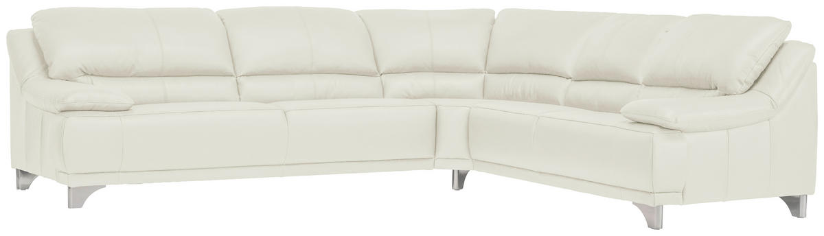 ROHOVÁ SEDACIA SÚPRAVA, koža, biela - biela, Design, kov/koža (290/253cm) - Xora