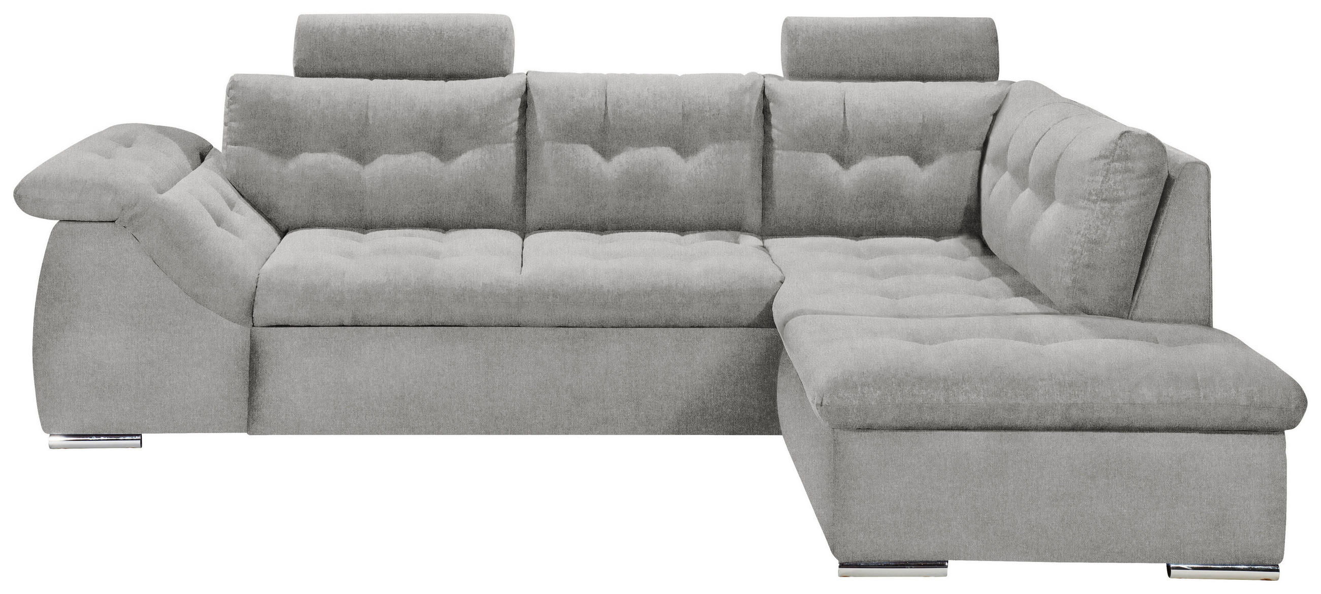 ECKSOFA Grau Mikrovelours  - Grau, KONVENTIONELL, Kunststoff/Textil (283/193cm) - MID.YOU