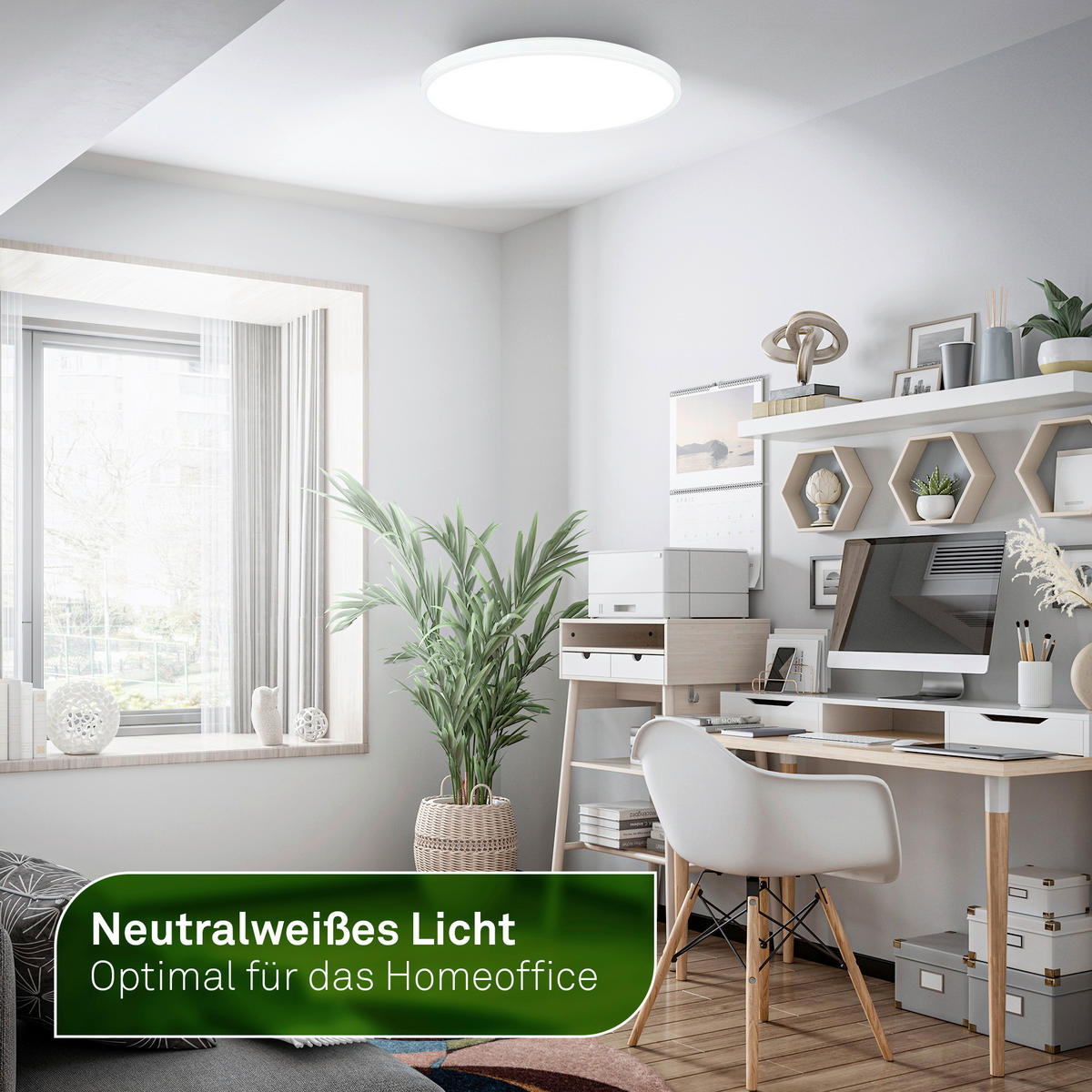 LED-DECKENLEUCHTE Kaida 38/6,5 cm   - Weiß, Basics, Kunststoff/Metall (38/6,5cm) - Briloner