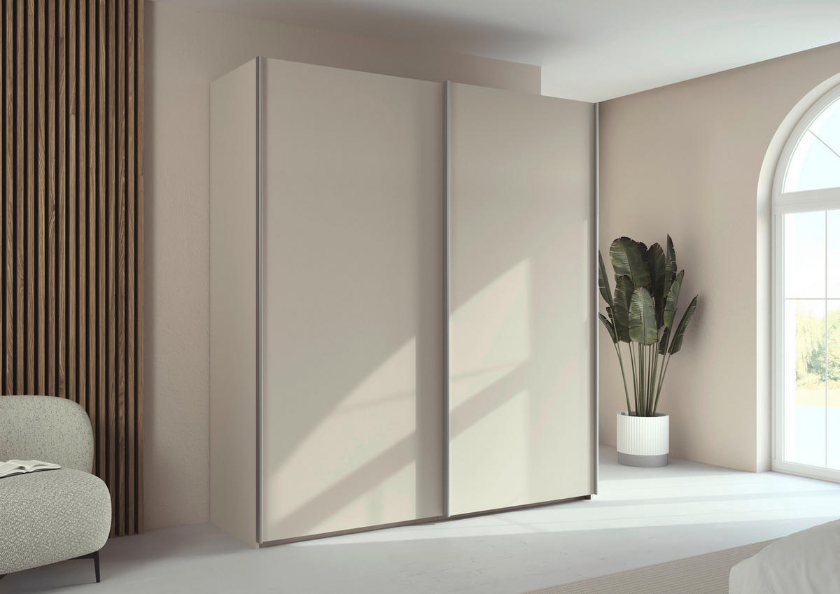 SCHWEBETÜRENSCHRANK 201/223/69 cm,  in Alufarben, Champagner, 2 Tür(en)  - Champagner/Alufarben, Basics, Holzwerkstoff/Metall (201/223/69cm) - Rauch Möbel