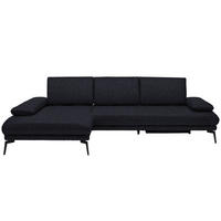ECKSOFA Echtleder Schwarz  - Schwarz, Design, Leder/Metall (187/273cm) - Celina Home