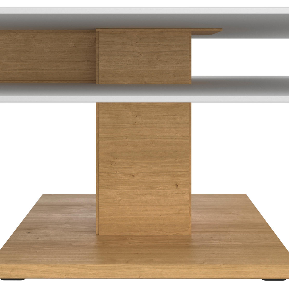 COUCHTISCH in Holz, Glas, Holzwerkstoff 90/90/43 cm  - Weiss/Eichefarben, Design, Glas/Holz (90/90/43cm) - Voglauer