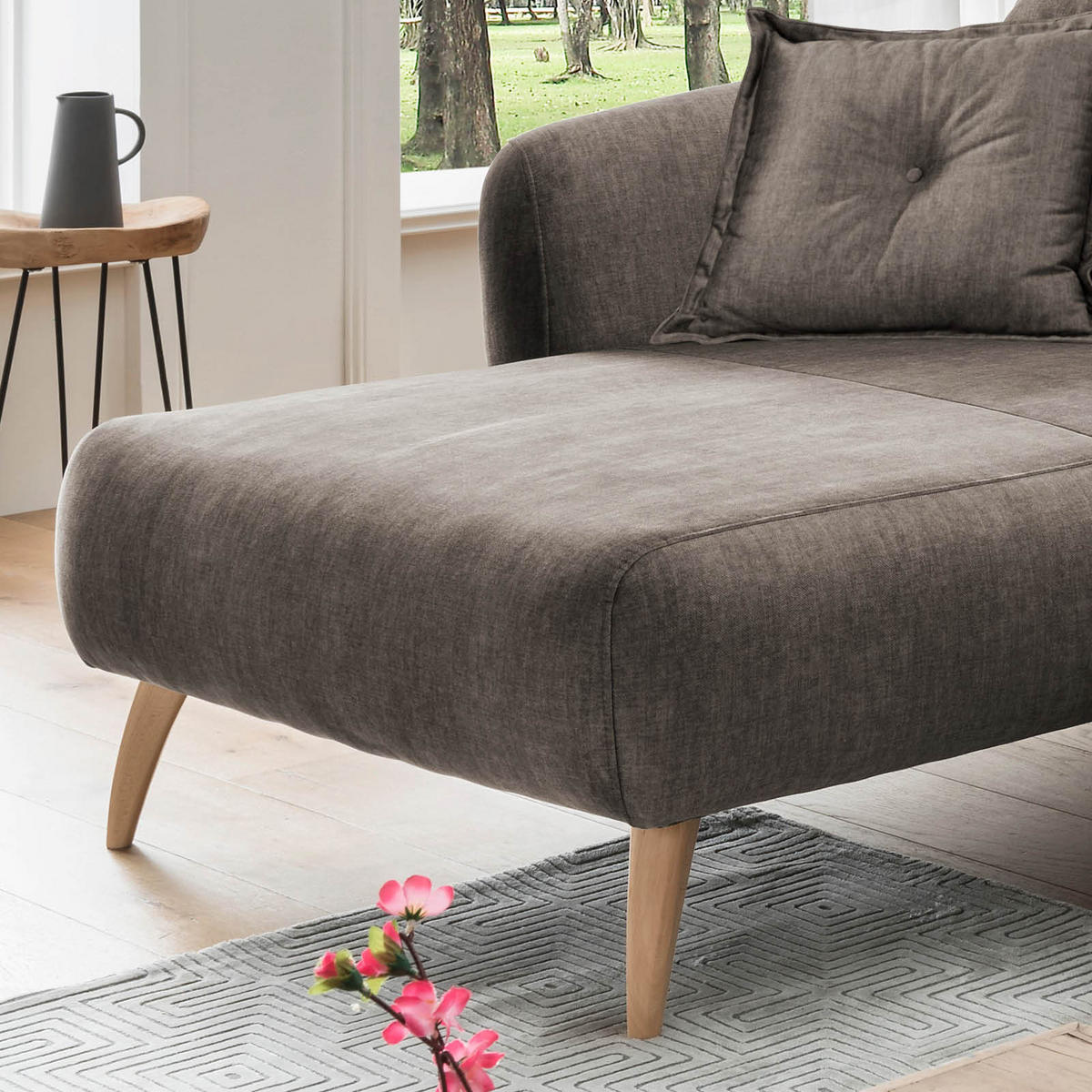 ECKSOFA in Velours Braun  162/277 cm  - Buchefarben/Braun, MODERN, Holz/Textil (162/277cm) - Livetastic