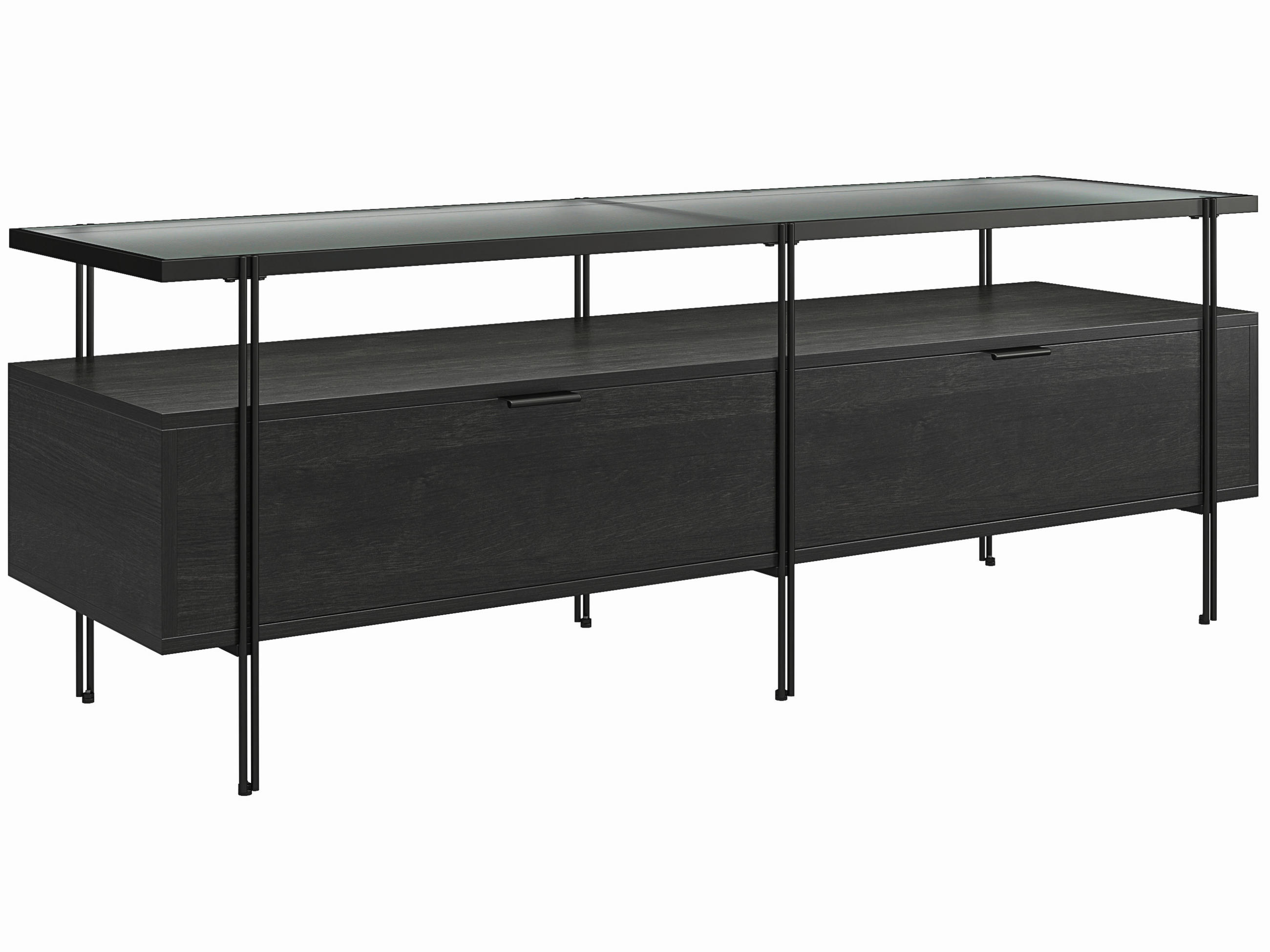 LOWBOARD Wainwright   in 138/49/39 cm  - Schwarz, Design, Glas/Holzwerkstoff (138/49/39cm) - MID.YOU