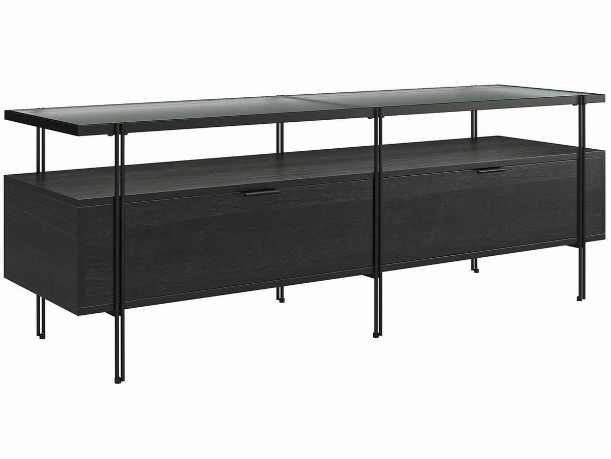 LOWBOARD Wainwright   in 138/49/39 cm  - Schwarz, Design, Glas/Holzwerkstoff (138/49/39cm) - MID.YOU