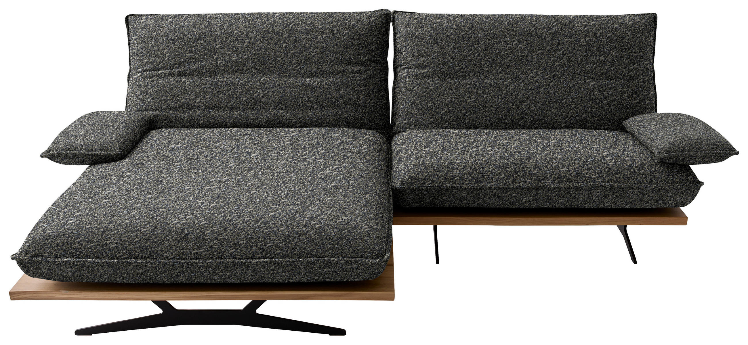 ECKSOFA Chenille, Flachgewebe Wildeiche, Blaugrau  - Wildeiche/Blaugrau, Design, Holz/Textil (161/284cm) - Koinor