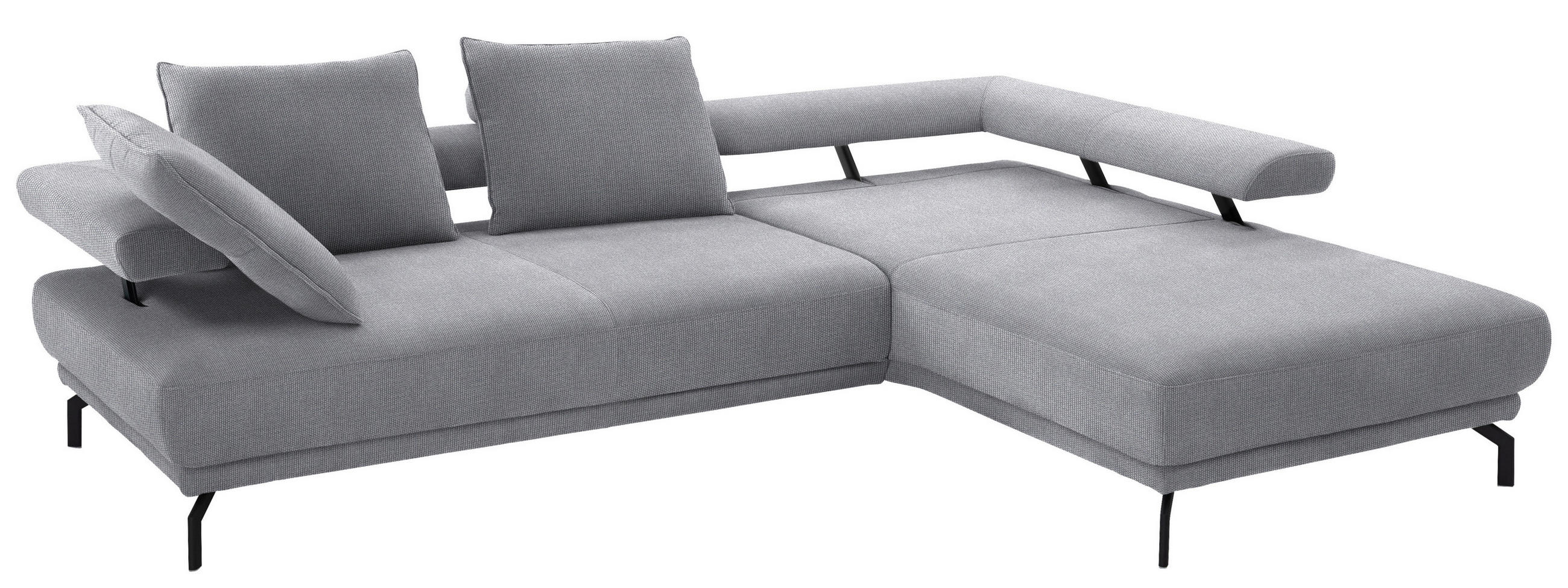 ECKSOFA in Chenille Grau  - Schwarz/Grau, Design, Textil/Metall (305/224cm) - Dieter Knoll