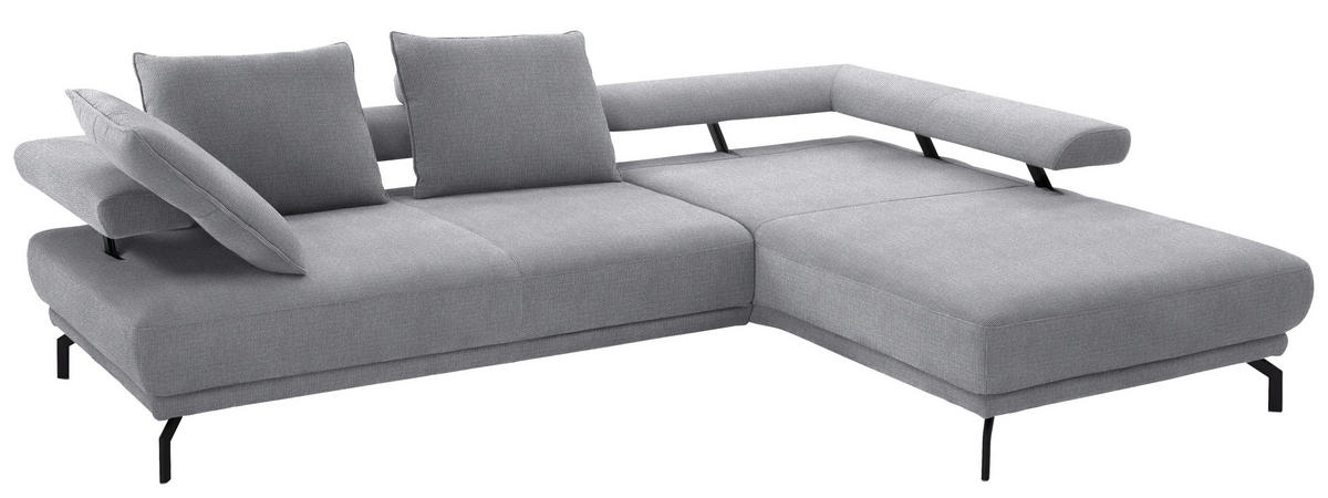 ECKSOFA in Chenille Grau  - Schwarz/Grau, Design, Textil/Metall (305/224cm) - Dieter Knoll