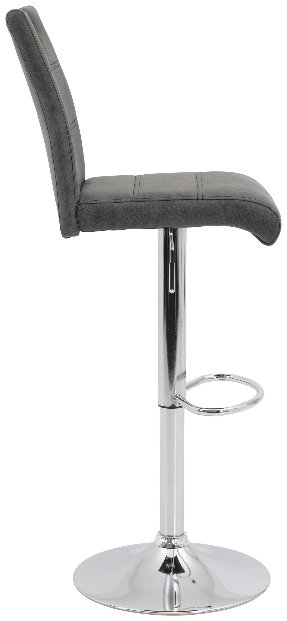 Thumbnail - Carryhome Barhocker, Anthrazit, Textil, Rundrohr, Bodenplatte, 38x97-119x50 cm, Sitzfläche 360° drehbar, mit Griff, Essz...