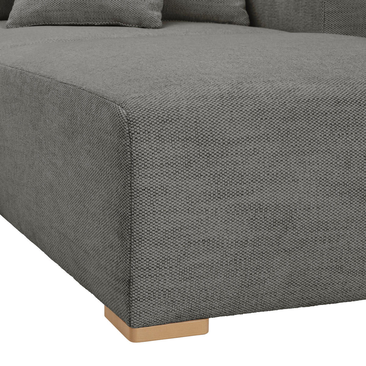 WOHNLANDSCHAFT in Flachgewebe Grau  - Buchefarben/Schwarz, Konventionell, Holz/Kunststoff (283/371/208cm) - Livetastic