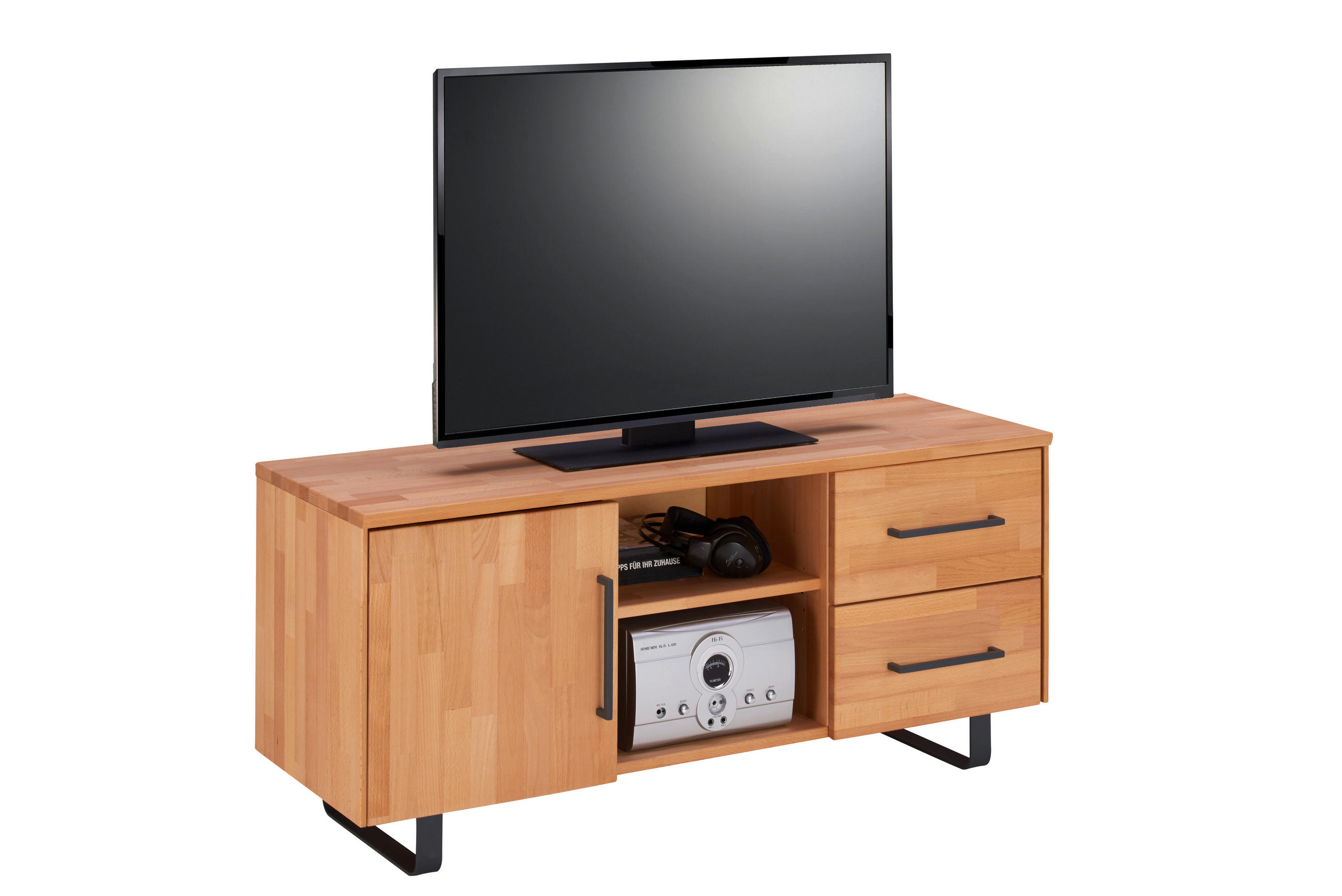 TV-ELEMENT  in 120/52/42 cm  - Anthrazit/Buchefarben, Natur, Holz/Metall (120/52/42cm) - Linea Natura