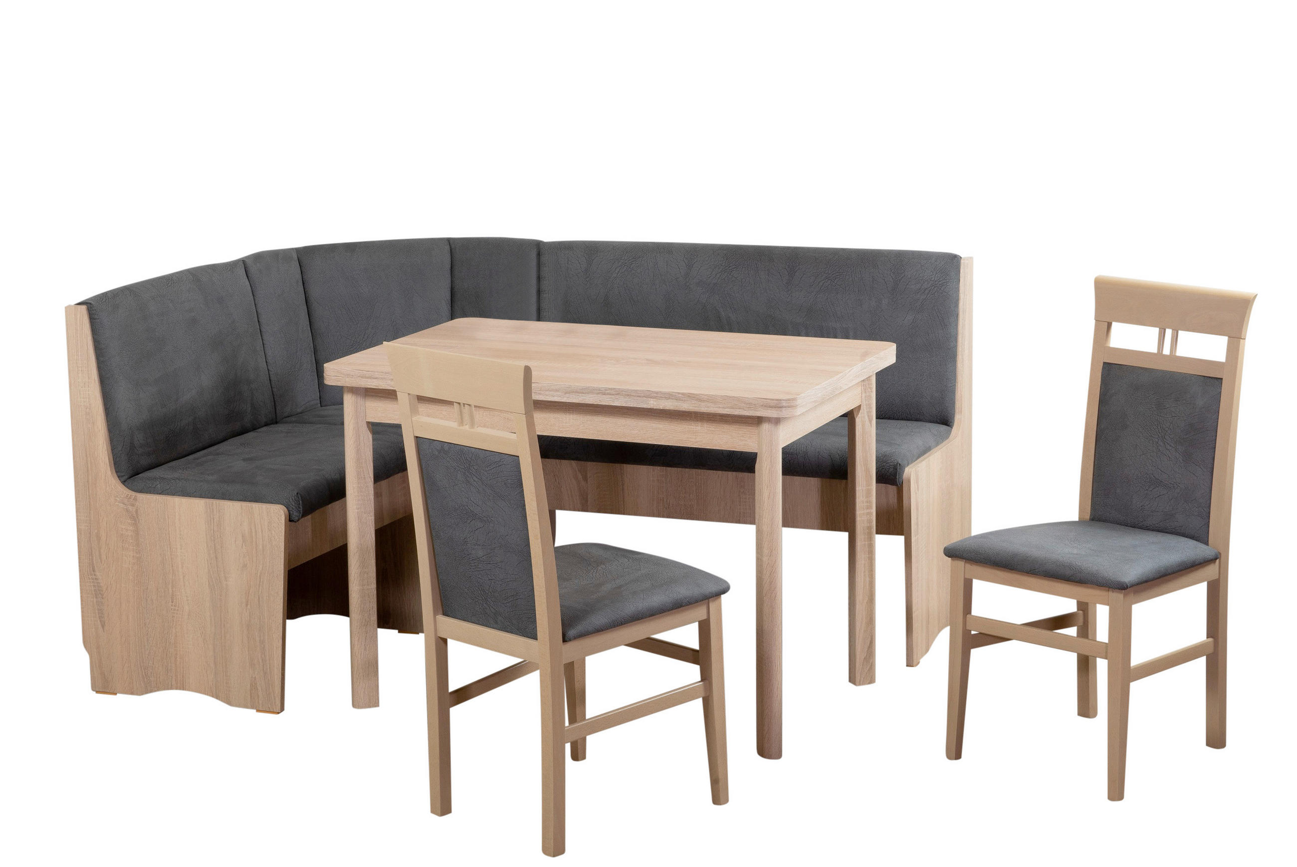 ECKBANKGRUPPE Mikrofaser Grau, Sonoma Eiche  - Grau/Sonoma Eiche, KONVENTIONELL, Holz/Textil (125/89/125cm) - MID.YOU