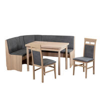 ECKBANKGRUPPE Mikrofaser Grau, Sonoma Eiche  - Grau/Sonoma Eiche, KONVENTIONELL, Holz/Textil (125/89/125cm) - MID.YOU