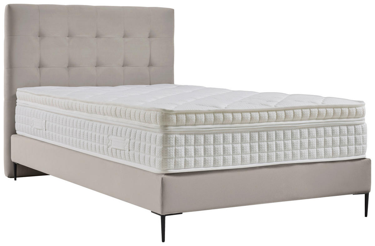 BOXSPRINGBETT 120/200 cm  in Creme  - Creme/Schwarz, MODERN, Holzwerkstoff/Textil (120/200cm) - MID.YOU