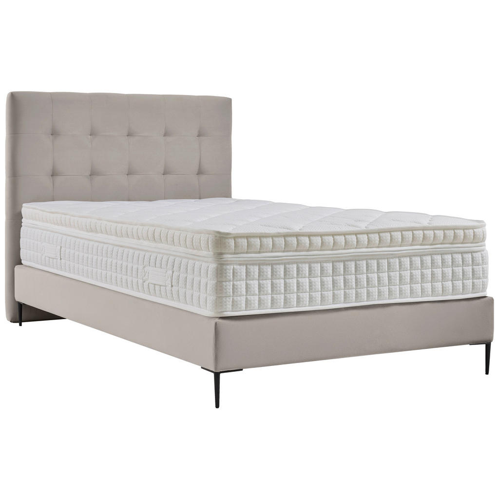 Thumbnail - Mid.you Boxspringbett Essentials,Creme, Textil, Struktur, H2, 5-Zonen, Höhe ca. 21 cm, 140x200 cm, ISO 9001, DIN EN ISO ...