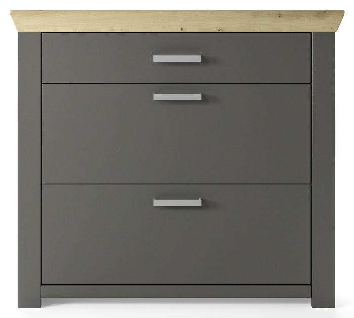 SCHUHSCHRANK Graphitfarben, Eichefarben  - Chromfarben/Eichefarben, Basics, Holzwerkstoff/Metall (104,5/93,4/42,2cm) - SetOne by Musterring