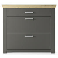 SCHUHSCHRANK Graphitfarben, Eichefarben  - Chromfarben/Eichefarben, Basics, Holzwerkstoff/Metall (104,5/93,4/42,2cm) - SetOne by Musterring