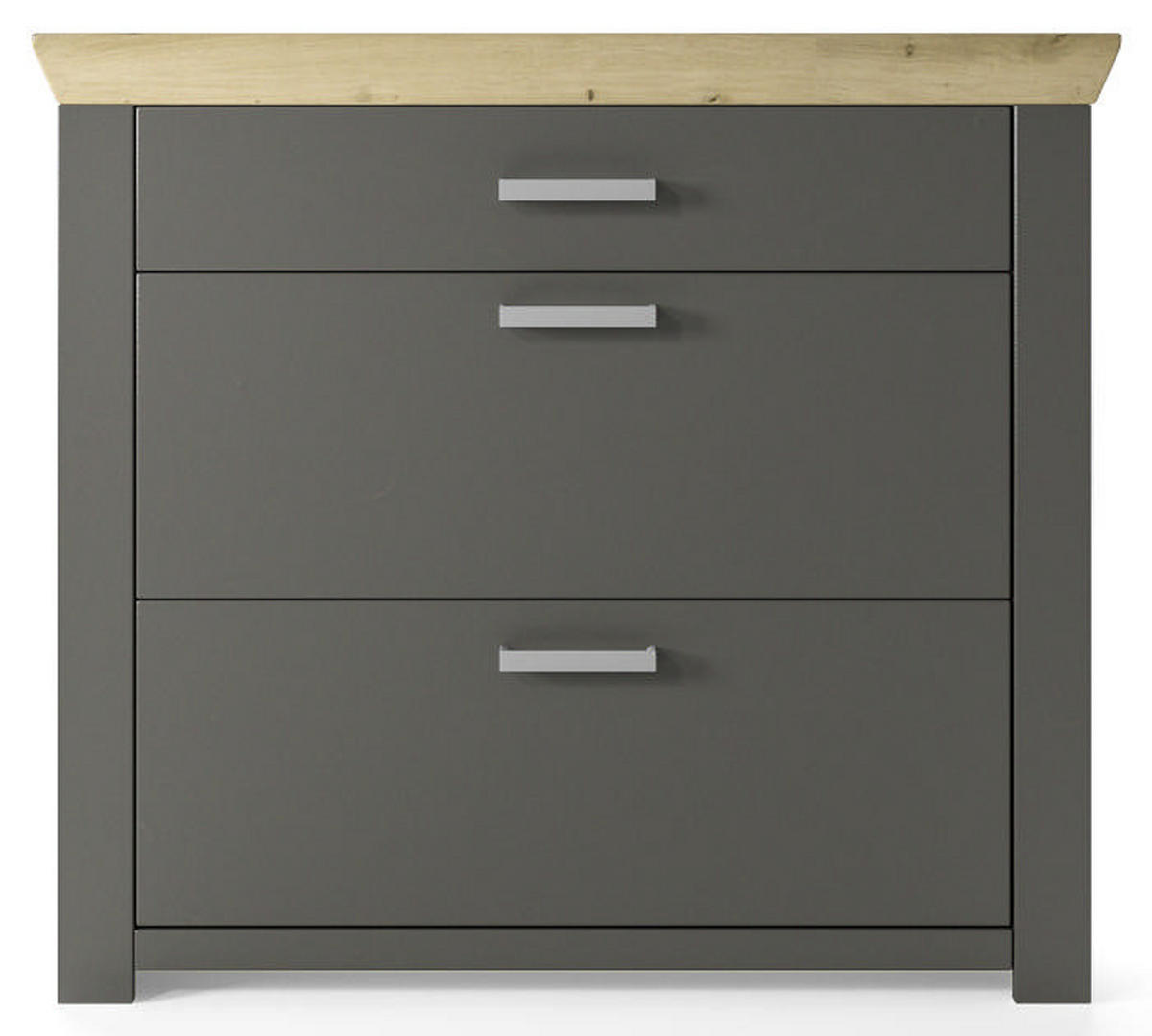 SCHUHSCHRANK Graphitfarben, Eichefarben  - Chromfarben/Eichefarben, Basics, Holzwerkstoff/Metall (104,5/93,4/42,2cm) - SetOne by Musterring