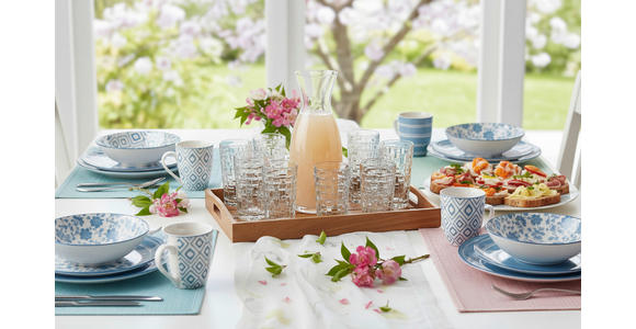 KOMBISERVICE 30-teilig  - Blau/Weiß, LIFESTYLE, Keramik - Novel