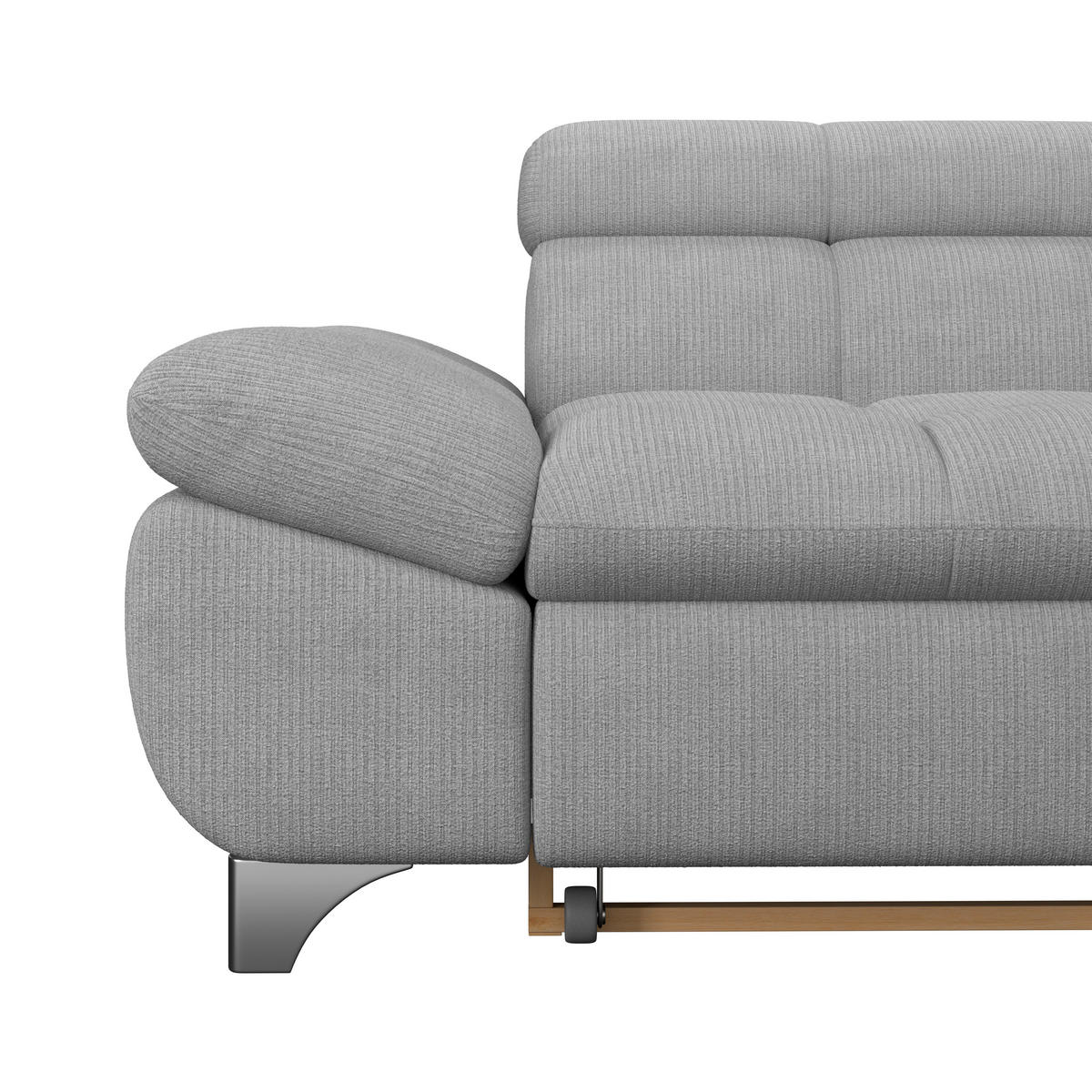 ECKSOFA Hellgrau Chenille  - Chromfarben/Hellgrau, KONVENTIONELL, Textil/Metall (312/234cm) - Livetastic