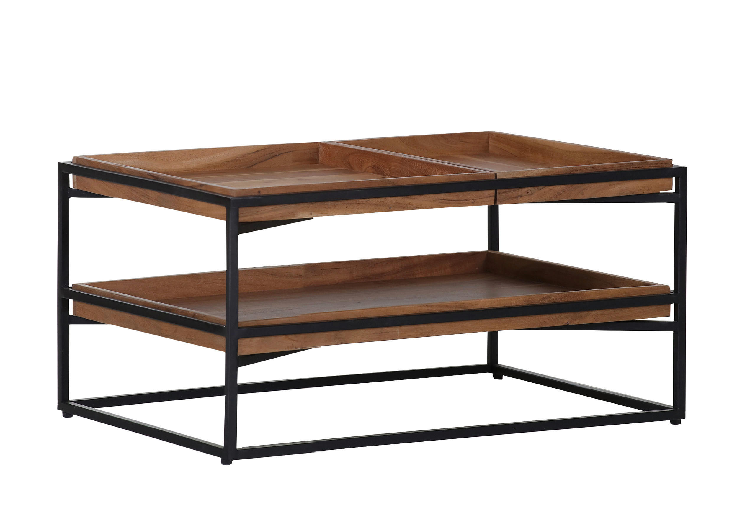 SOFFBORD i trä 80/55/40 cm  - antracit/naturfärgad, Klassisk, metall/trä (80/55/40cm) - Hom`in