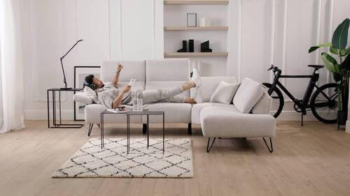 ECKSOFA in Samt Rot  193/248-263 cm  - Rot/Schwarz, Design, Textil/Metall (193/248-263cm) - SENSOO