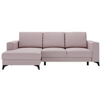 ECKSOFA in Flachgewebe Rosa  - Schwarz/Rosa, Design, Textil/Metall (156/244cm) - Livetastic