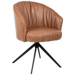 ARMLEHNSTUHL  in Eisen Echtleder pigmentiert  - Cognac/Schwarz, Design, Leder/Metall (63/82/62,5cm) - Dieter Knoll