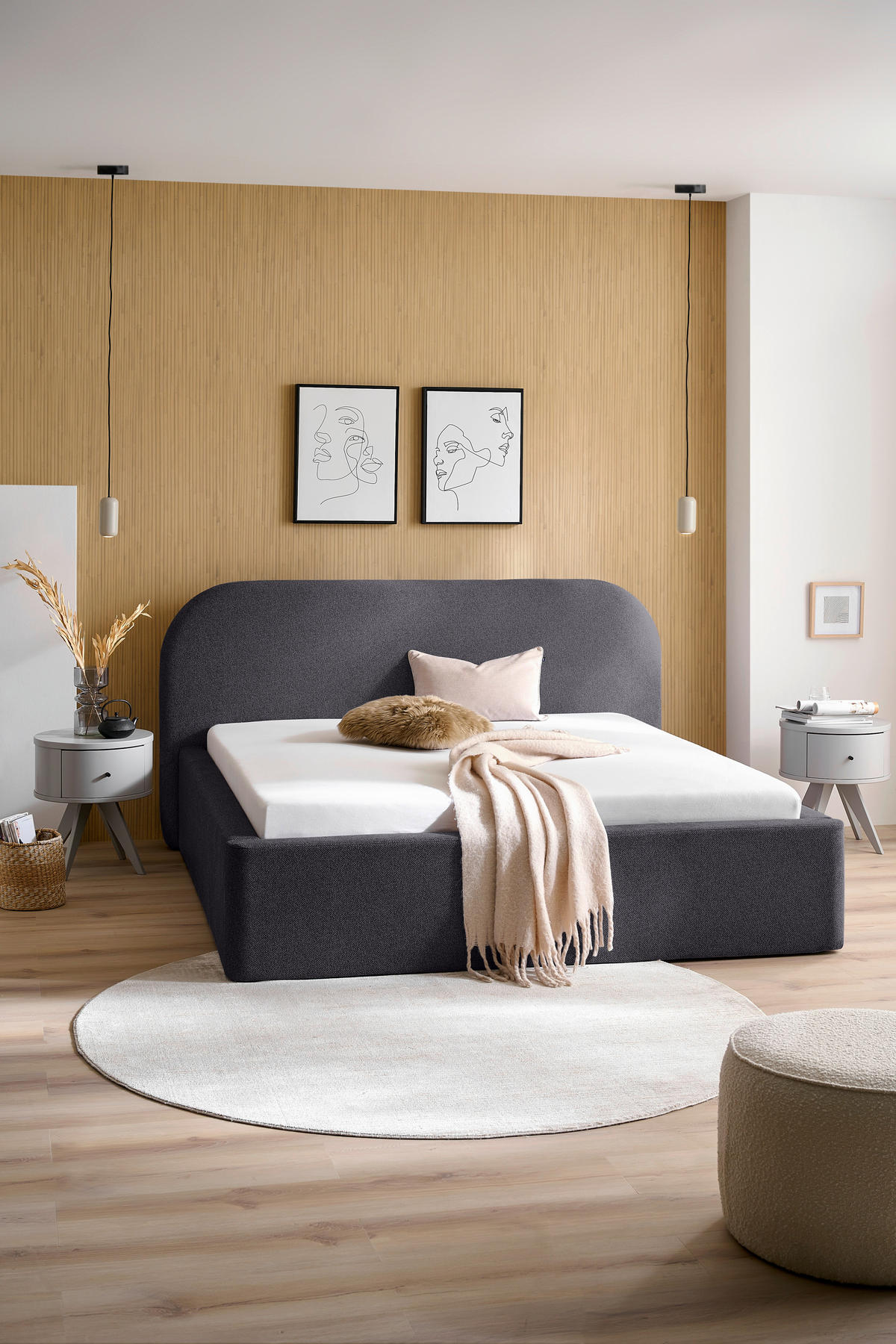 POLSTERBETT Bettkasten, Lattenroste 160/200 cm  in Anthrazit  - Anthrazit/Schwarz, Design, Holz/Textil (160/200cm) - Boxxx