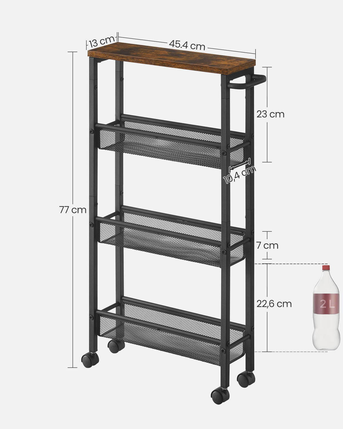 SERVIERWAGEN in Braun, Schwarz  - Schwarz/Braun, MODERN, Holzwerkstoff/Metall (45,4/13/77cm) - MID.YOU