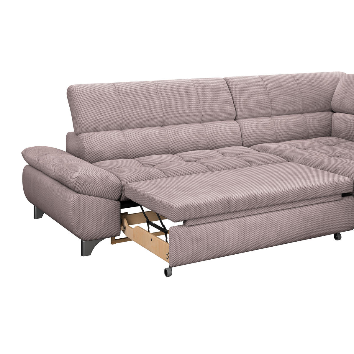 ECKSOFA Rosa Chenille  - Chromfarben/Rosa, KONVENTIONELL, Textil/Metall (312/234cm) - Livetastic