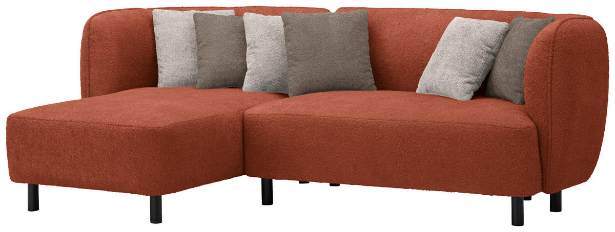 ECKSOFA in Chenille Rostfarben  - Sandfarben/Rostfarben, Design, Holz/Textil (148/236cm) - Lomoco