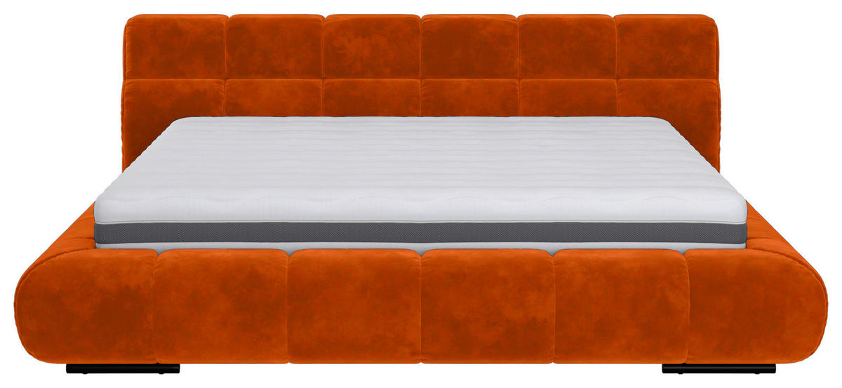 POLSTERBETT 160/200 cm,  in Bernsteinfarben,  - Bernsteinfarben/Schwarz, Design, Textil/Metall (160/200cm) - Belluti