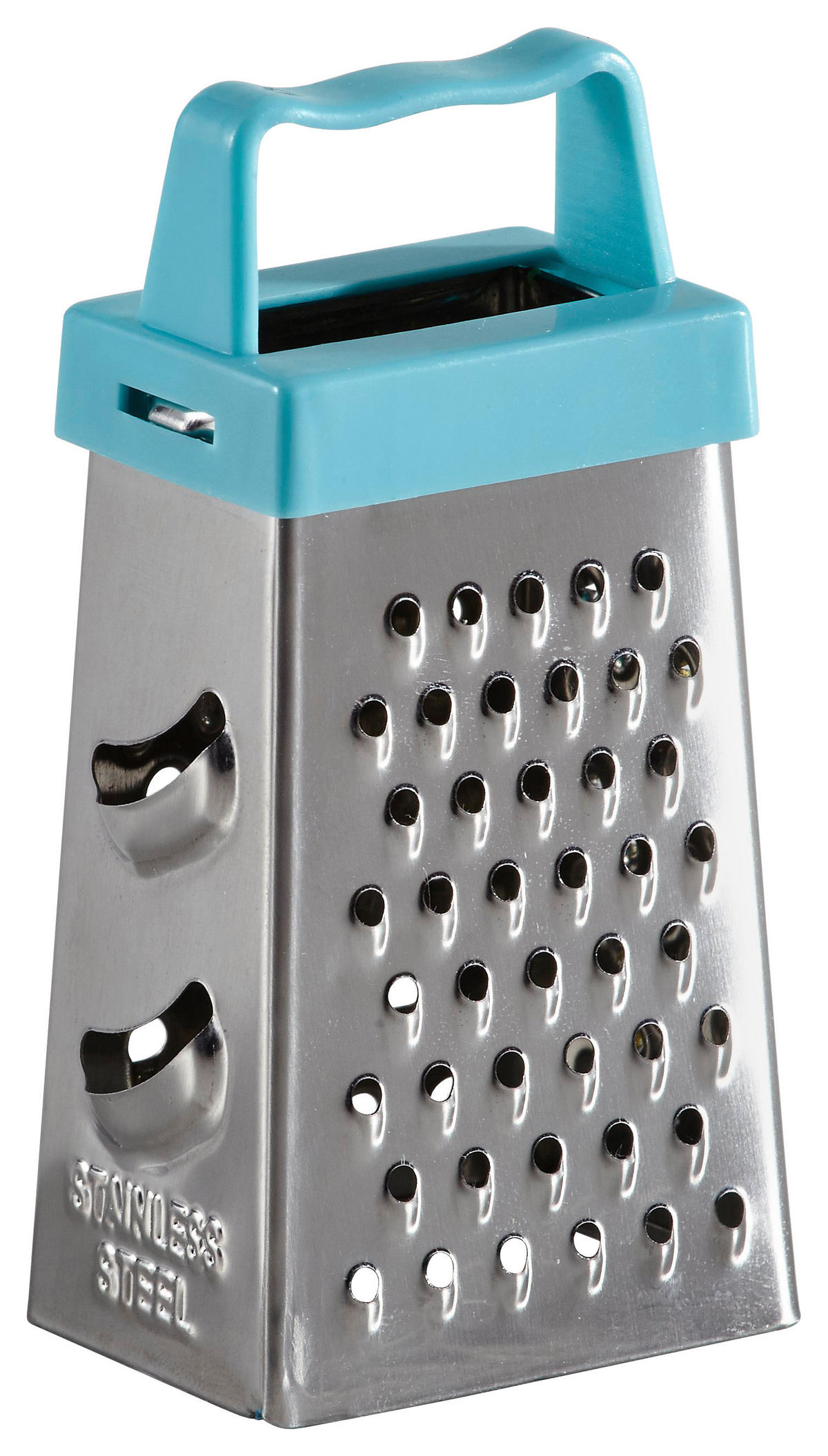 FYRKANTIGT RIVJÄRN - stålfärgad/ljusblå, Basics, metall/plast (17/7,9/2,5cm) - Fackelmann