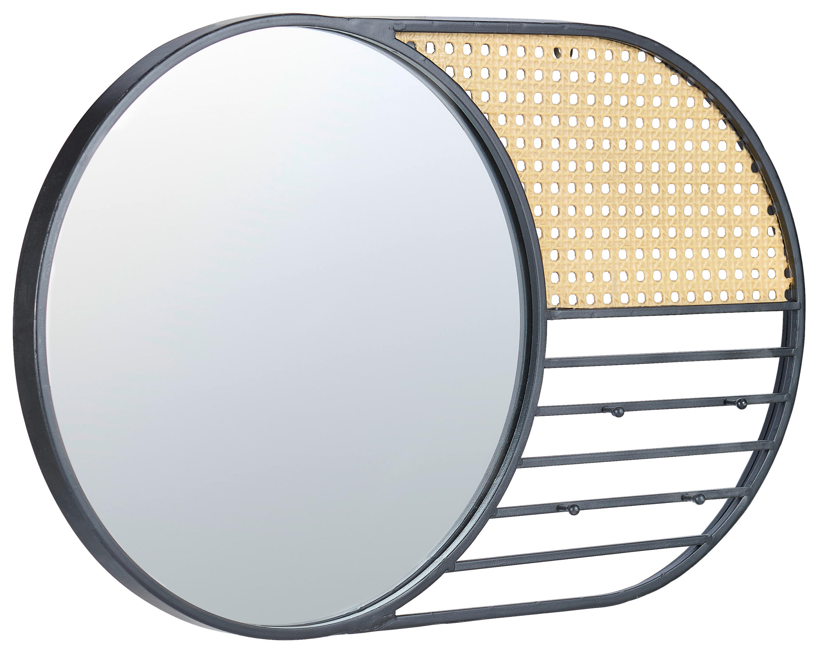 WANDSPIEGEL Rattan Schwarz  - Schwarz/Naturfarben, Trend, Glas/Holz (66/41/4,5cm)