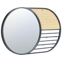 WANDSPIEGEL Rattan Schwarz  - Schwarz/Naturfarben, Trend, Glas/Holz (66/41/4,5cm)