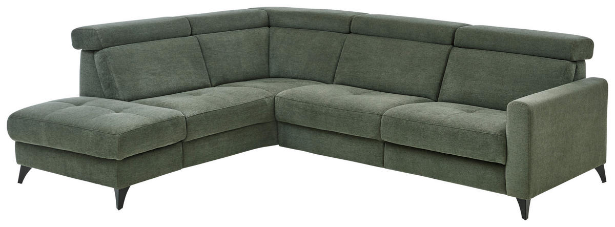 SAROKKANAPÉ textil sötétzöld  - fekete/sötétzöld, Konventionell, textil/fém (214/276cm) - Beldomo System