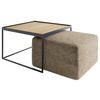 COUCHTISCHSET Eiche massiv rechteckig Braun, Eichefarben  - Eichefarben/Schwarz, Design, Holz/Textil (80/80/39cm) - Novel