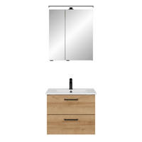 BADEZIMMER 3-teilig  in 65 cm  - Eichefarben/Schwarz, KONVENTIONELL, Keramik/Metall (65cm) - Sadena