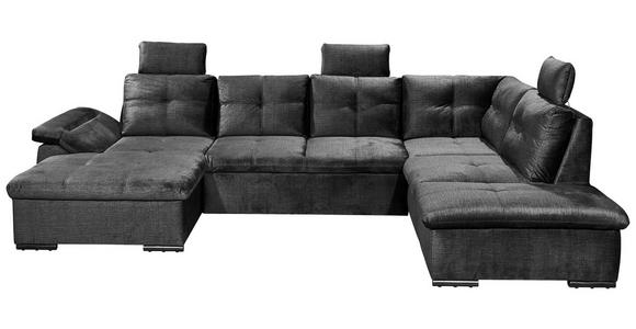 WOHNLANDSCHAFT in Mikrovelours Schwarz - Schwarz, KONVENTIONELL, Kunststoff/Textil (127/334/217cm) - Carryhome