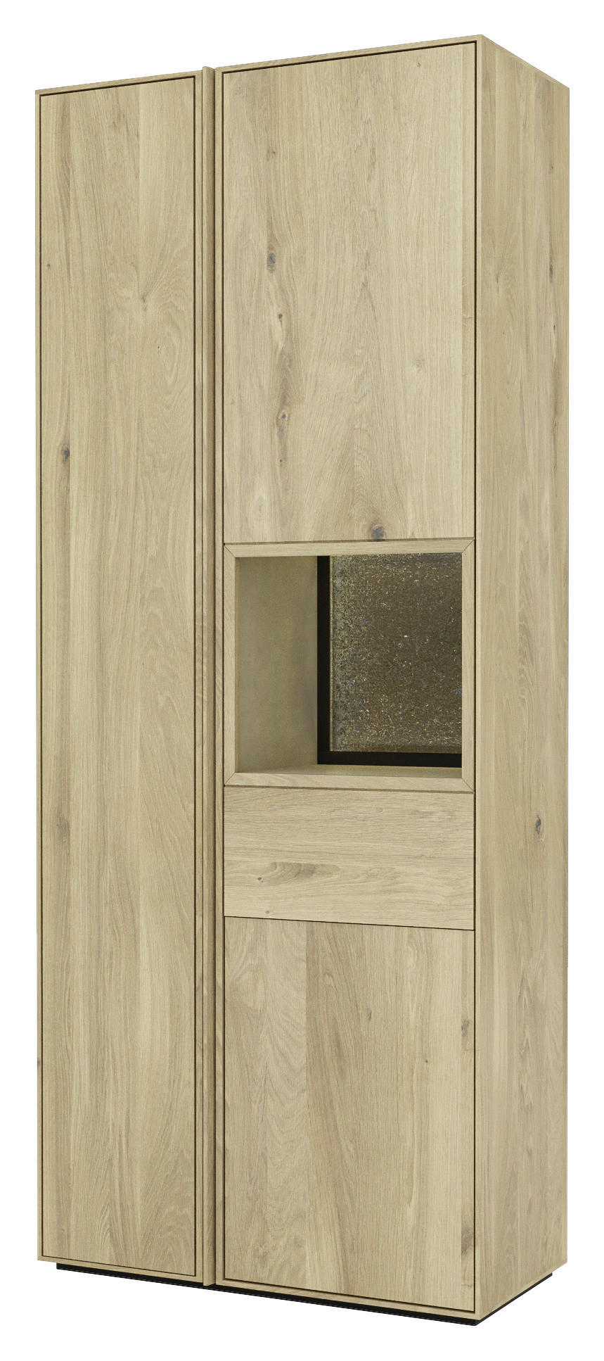 VITRINE Eichefarben  83,4/205,8/41 cm  - Eichefarben, Natur, Glas/Leder (83,4/205,8/41cm) - Cassando