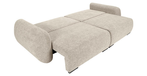 SCHLAFSOFA Flachgewebe Beige  inkl. Zierkissen, Rückenkissen, Bettkasten, Schlaffunktion, Rücken echt, Liegefläche im Originalstoff  - Beige/Schwarz, KONVENTIONELL, Kunststoff/Textil (250/74/92cm) - Carryhome